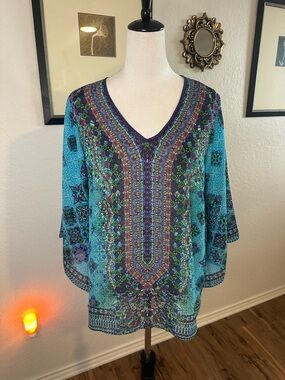 Belle Kim Carvel Mid-Sleeve Chiffon-Style Tunic